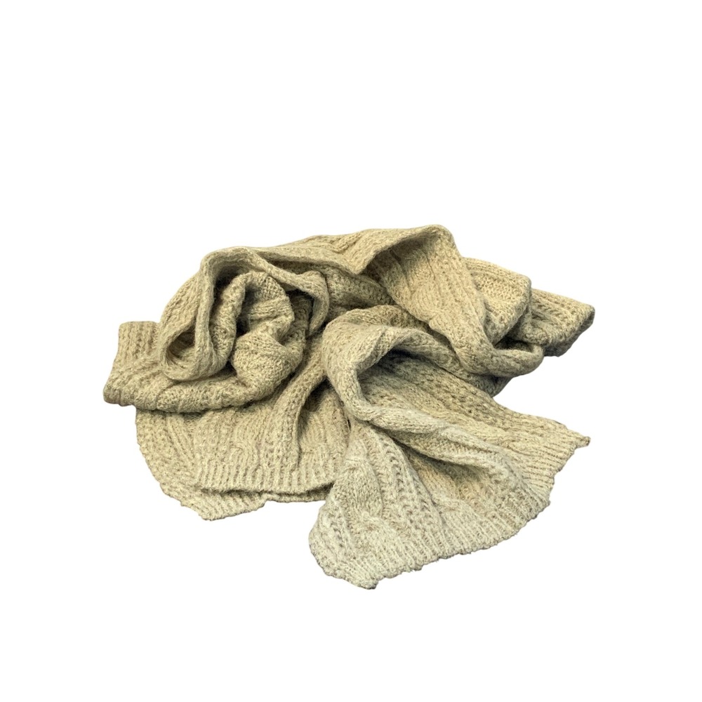 MODA & FASHION S.A.S Beige Cable Knit Mohair Acrylic Blend‎ Scarf Made in Italy